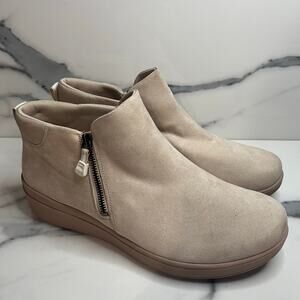 Ryka Cream Ankle Boots with Side Zipper